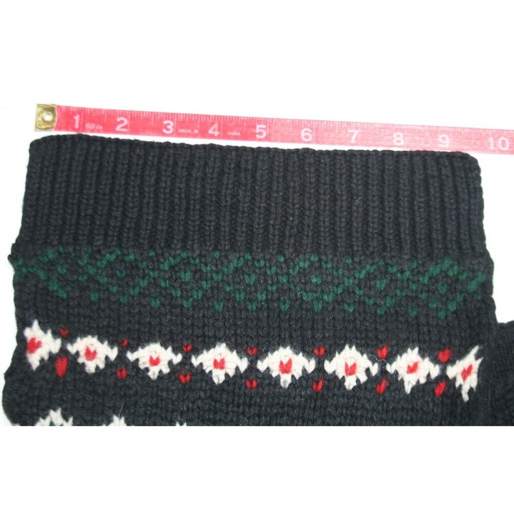 Ralph Lauren Rugby Scarf Wool Blend Snowflake Fair Isle Black Classic Preppy - Picture 7 of 7